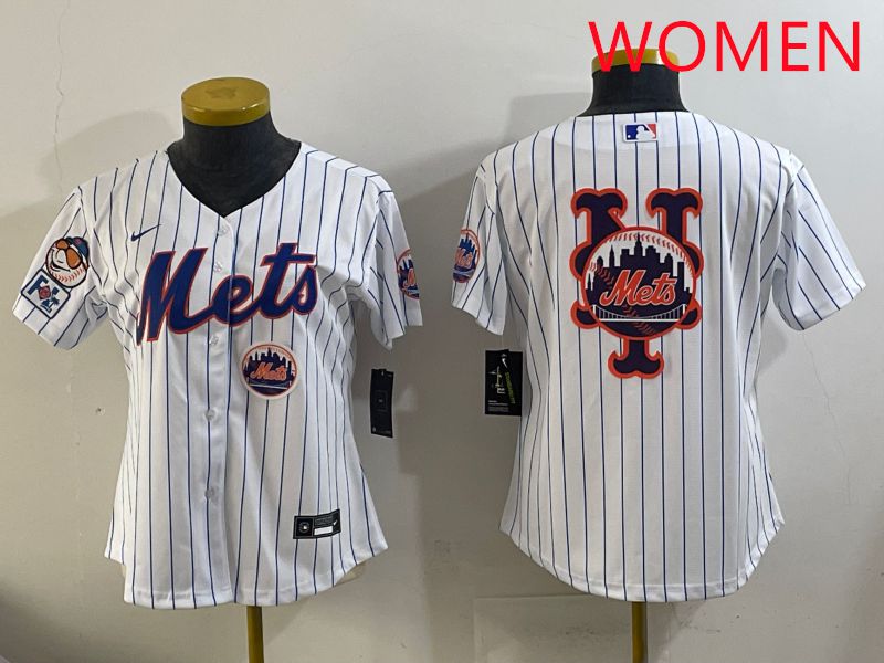 Women New York Mets Blank White Stripe Game 2025 Nike MLB Jersey style 14